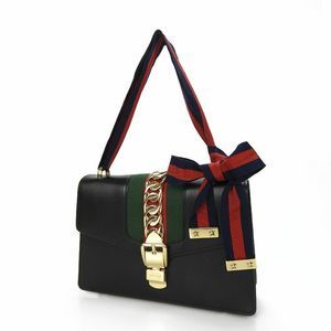 Gucci Hardware Sylvie Webline Leather Black Gold Chain Small Bag Shoulder Bag